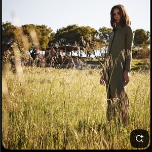 Asha:Eleven Green Casual Button Down Shirt Dress 100% linen ethically made